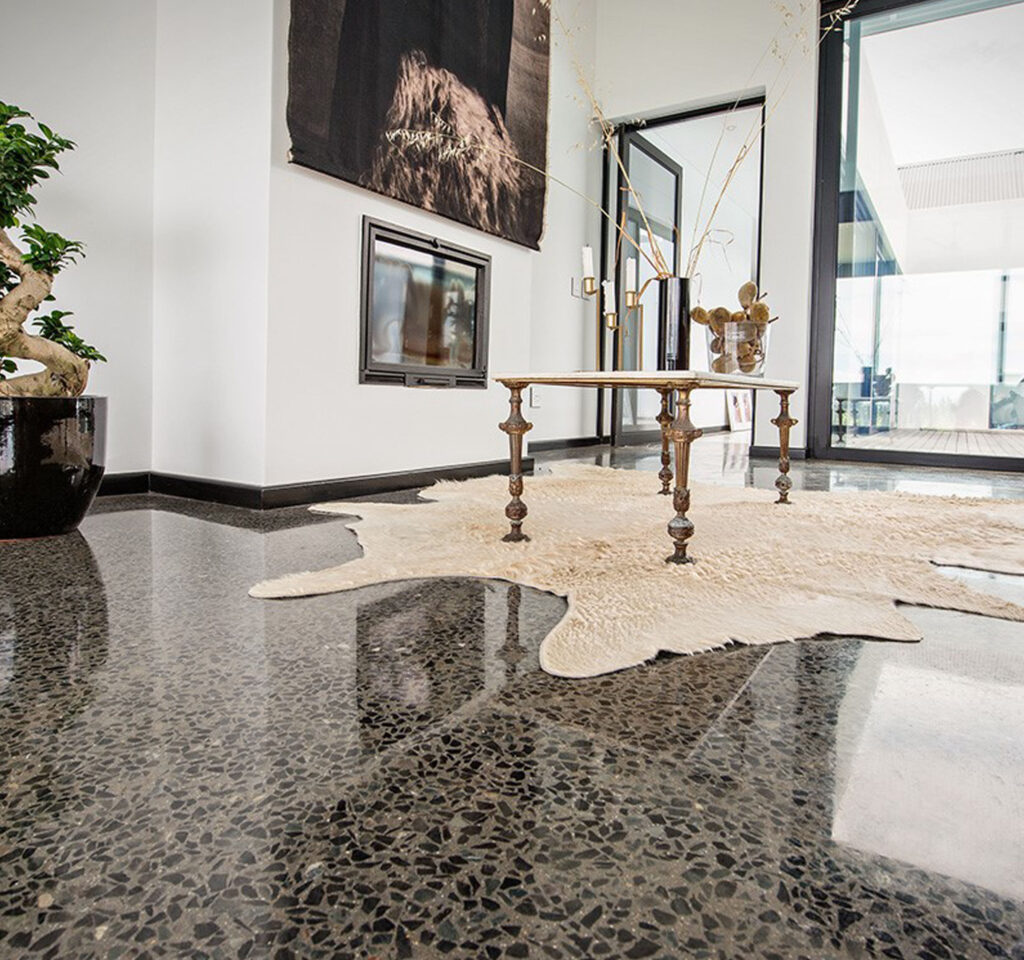 High gloss polished concrete floor